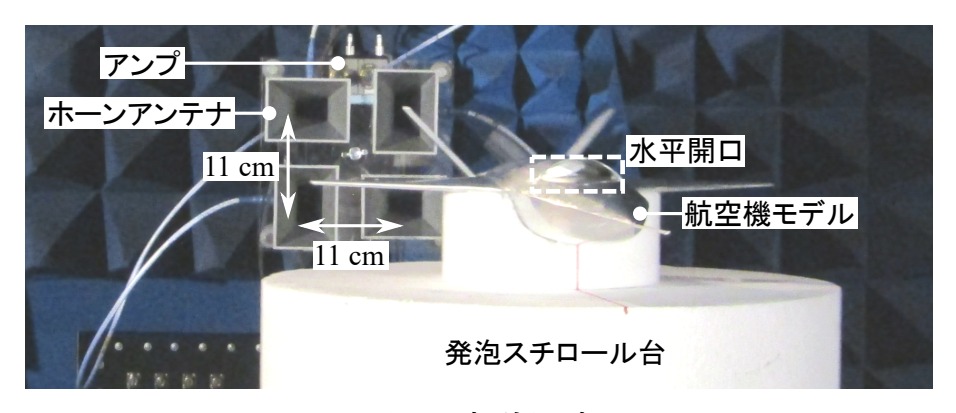 電波暗室内実験の写真